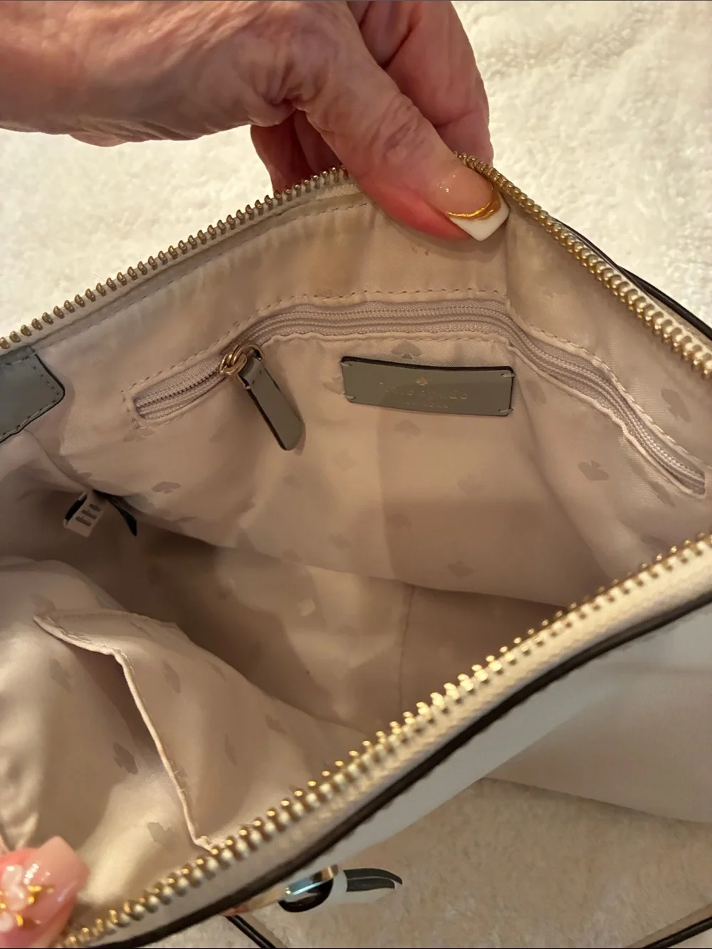 Structured Cream Crossbody Bag with Gold Accent